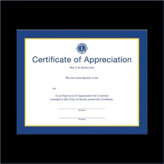 Certificate of Appreciation
